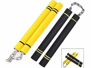XLKJ Nunchakus Espuma Goma, Nunchaku de Goma con Cadena de Acero Inoxidable Nunchakus Juguete para Adultos, Niños Principiantes