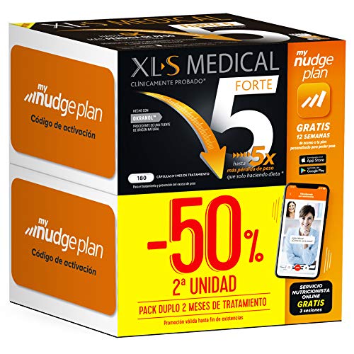 XLS MEDICAL Forte 5 | Pack 2 Meses + plan personalizado mynudgeplan App gratis | 6 sesiones gratis de Servicio de Nutricionistas