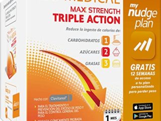 XLS Medical Max Strength Triple Action - Bloqueador De La Absorción De Carbohidratos, Azúcares Y Grasas. Tratamiento De 1 Mes, color Blanco, 120 Unidad, 150 g
