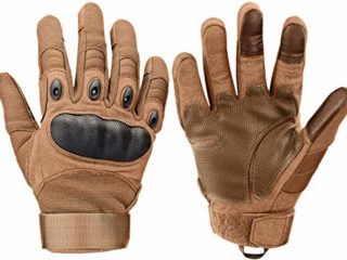 Xnuoyo Goma nudillo Duro Dedo Completo y Medio Dedo Guantes de Pantalla táctil para Motocicleta Ciclismo Caza Escalada Acampar marrón L