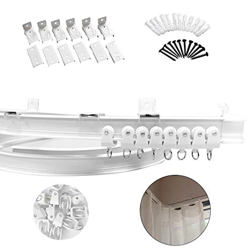 Xnuoyo Riel de Plástico Flexible para Cortina, Barra Flexible de Plástico y Aleación de Metal para Cortina de Ventana para Ventanas Rectas o Salientes, para Cortinas, Separador de Ambientes (2m)