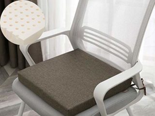 Xpnit Cojín cuadrado de látex transpirable antideslizante para silla de comedor, con lazos de fijación para oficina en casa (café, 45 x 45 x 7,5 cm)