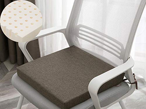 Xpnit Cojín cuadrado de látex transpirable antideslizante para silla de comedor, con lazos de fijación para oficina en casa (café, 45 x 45 x 7,5 cm)