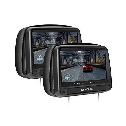 XTRONS 2 unidades de 9 pulgadas reproductor de DVD para pantalla de asiento de coche,reposacabezas con soporte de piel,sistema operativo Windows CE,conexión HDMI,soporta 32 bits juegos,transmisor FM