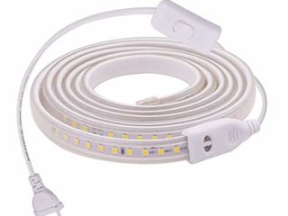 XUNATA 2m Actualizado 220V 2835 Tira LED con Interruptor, 120 LEDs/m Luces Blanco frio, IP67 Impermeable, Escalera de Techo Blancas Tira de LED Cocina Lights