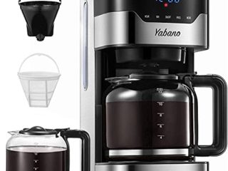 Yabano Cafetera Goteo, 1.5L(12 Tazas) Cafetera con Filtro Reutilizable, Digital con Pantalla LCD, Temporizador Programable, Función Recalentar y Mantener Caliente, 900W