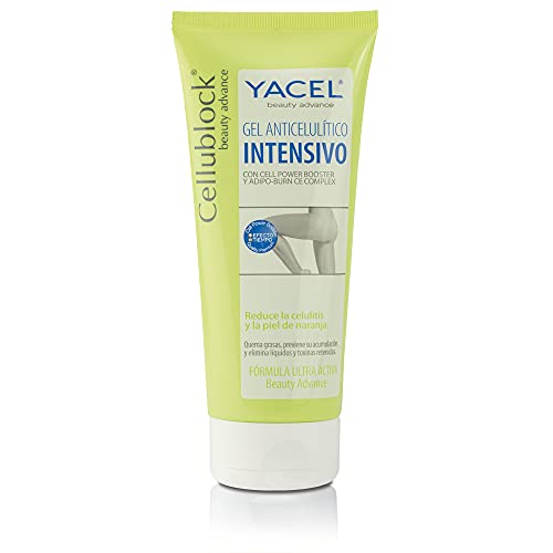 Yacel Cellublock - Crema Anticelulítica, anticelulítico potente, reduce retención de líquidos y elimina toxinas y la piel de naranja, 200 ml