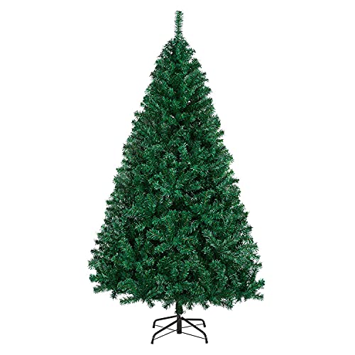 Yaheetech 183cm 1000 Puntas Árbol de Navidad Artificial Grande Adornos Nevados con Soporte Metálico Rama Navideña Decoración de Navidad Familiares para Interior Exterior