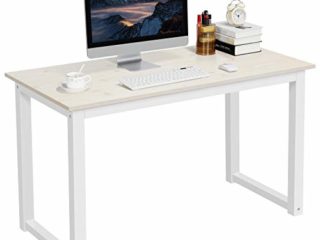 Yaheetech Escritorio Ordenador Modernos 120x60cm Mesa Escritorio de Madera Maciza Mesa PC Grande para Oficina Despacho Estudio Minimalistas Blanco