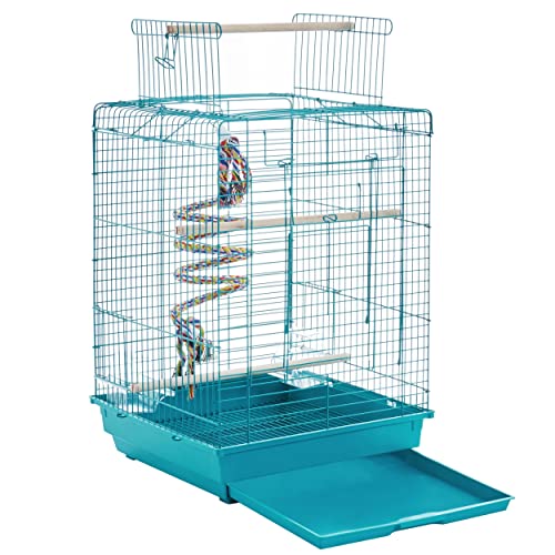 Yaheetech Jaula para Pájaros Jaula con Comedero 40 x 40 x 58 cm Azul Turquesa