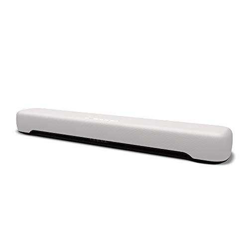 Yamaha Barra de sonido blanca C20A – Altavoz compacto con sonido envolvente y subwoofer integrado para graves profundos – Bluetooth compatible para transmisión inalámbrica de música.