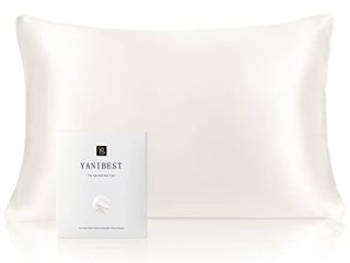 YANIBEST Funda de Almohada Seda Pelo Rizado y Piel, 22 Momme 100% Seda de Morera Ambos Lados Antiarrugas con Cremallera Oculta, 1 Unidad