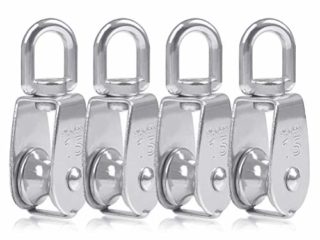 YANSHON Poleas de Bloque de única 15MM Acero Inox 304, Bloques de Polea monobloque grúa M15 giratoria de polea de Gancho Simple Carga de Papel 35kg