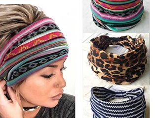 Yean Diademas bohemias con diseño de leopardo, turbante anudado, para la cabeza, bandas de tela a rayas, para mujeres y niñas, 3 unidades