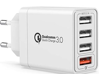 YEONPHOM Quick Charge 3.0 Cargador USB de Pared,30W QC3.0 4 Puertos Cargador Móvil Carga Rapida Multiple Enchufe Adaptador Corriente Rápido para iPhone 12/11/XR/XS/X,Samsung Galaxy/Note/Huawei/Xiaomi