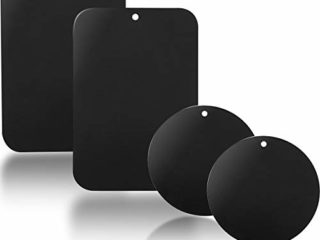 YGKJ 4 Piezas láminas Metálicas con Adhesivos Muy Finas Reemplazo de Placas de Metal para Soporte Movil Coche Magnético/Soporte iman movil Coche (2 Redondas y 2 rectangulares) (Negro)