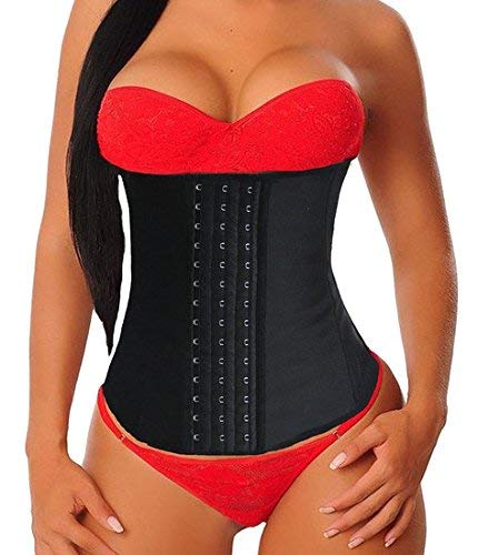 YIANNA Mujer Fajas Reductoras Moldeadora Waist Trainer Corset Reductor Cinturilla Abdomen Faja Colombiana Corsé Negro, U37G Size M