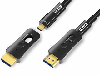 YIWENTEC Cable de fibra HDMI 4k@60Hz HDCP2.2 4:4:4 de alta velocidad 18Gbps HDR 3D 4K2K HDMI Cable de fibra óptica con micro HDMI Pull Type (20M, 4K)