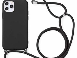 Yoedge Funda con Cuerda para Xiaomi Mi 8 Lite-6.26", Funda de Silicona Antideslizante Suave TPU para Teléfono Móvil con Colgante Ajustable Collar Correa para el Cuello Cadena Cuerda, Negro