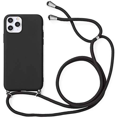 Yoedge Funda con Cuerda para Xiaomi Mi 8 Lite-6.26", Funda de Silicona Antideslizante Suave TPU para Teléfono Móvil con Colgante Ajustable Collar Correa para el Cuello Cadena Cuerda, Negro