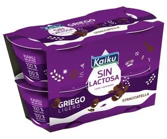 YOGUR GRIEGO LIGERO CON STRACCIATELLA - SIN LACTOSA KAIKU PACK 4 X 1, 90 GR. C/U