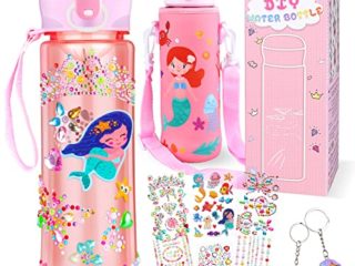 Yojoloin Botella Agua Deporte Kit Juguetes Manualidades Niños Regalo Niñas 5 6 7 8 9 10 años Botella de Agua Personalizada Infantil con Bolsa para Colegio Cumpleaños(500ML)