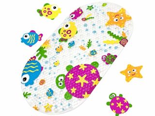 Yolife Duck Suckers Alfombrilla de baño Antideslizante Plástico Antideslizante Baño PVC Dibujos Animados Boceto Masaje Ducha Baño con ventosas para bebés Niños 39 x 69 cm (Animal del océano)
