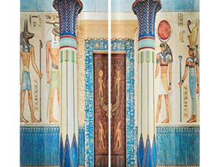 YongFoto 117x229cm Egipto Blackout Cortinas Retro Puerta Piedra Pilar Antiguo Egipto Vintage Faraón Reina Pirámide Mural para Cortinas Ventana Salón Dormitorio, Juego de 2 Paneles con Agujeros
