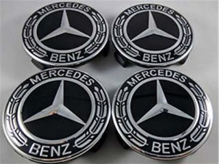 yongyong218 Juego 4 PC Tapones Centro Rueda Mercedes Benz Emblem coprimozzi cromados Neri y cromados 75 mm