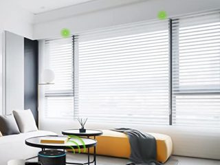 Yoolax Persiana de Shangri-la motorizada,Estores de Ventana Trabaja con Alexa y Control Remoto, Inalámbrico con batería Recargable, Filtro de luz, privacidad, Tamaño Personalizado(60% Sombra-Blanco)