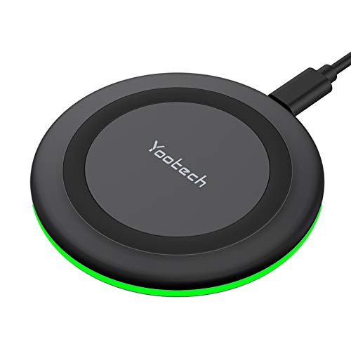 yootech Cargador Inalámbrico Rápido, 7.5W para iPhone 13/13 Pro/13 Mini/13 ProMax/SE 2022/12 ProMax/12 Mini/12/11 Pro/11 ProMax/XS/XR/8, 10W para Galaxy S22/S21/S20/S10E/S9, Note 20/10/9, AirPods Pro