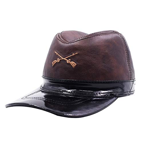 Yosang Kepi Union Army Gorro de piel de vacuno North Soldier marrón L