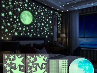 Yosemy Luminoso Pegatinas de Pared Luna Estrellas Puntos Pegatinas de Pared para Niños Infantil Fluorescente Adhesivos Decoración para Dormitorio, 4 Piezas 563pcs