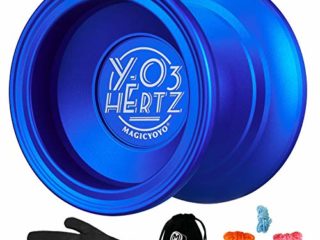 YOSTAR Y03 Hertz Profesional Yoyo Insensible Yoyo Metal Yo-yo para Trucos con Cuerdas, Spin de Alta Velocidad y Ligero, con 5 Cuerdas, Guante, Bolsa (Azul)
