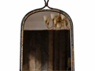 YOT Espejo Curvo Hierro Forjado Retro decoración de la Sala de Estar Espejo Flor Ventana Montaje Espejo decoración de Pared Apto para baño baño de la Sala de Estar Entrada
