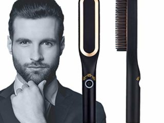 Yoyika Cepillo Alisador de Barba y Cabello para Hombres, Alisador de Pelo Peine Electrico Plancha de Pelo Profesional Multifuncional para Hombre y Mujer, 3 Modos de Temperatura Ajustable 160-190-220°C
