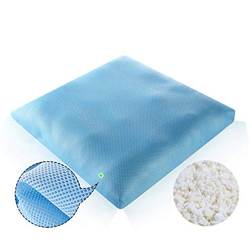 Yulo Postura de Sentado correctivo Anti-jorobado cojín para aliviar el Dolor hemorroides y coxis Adecuado para Silla de Ruedas Asiento de Coche látex Natural,Azul,50x50cm