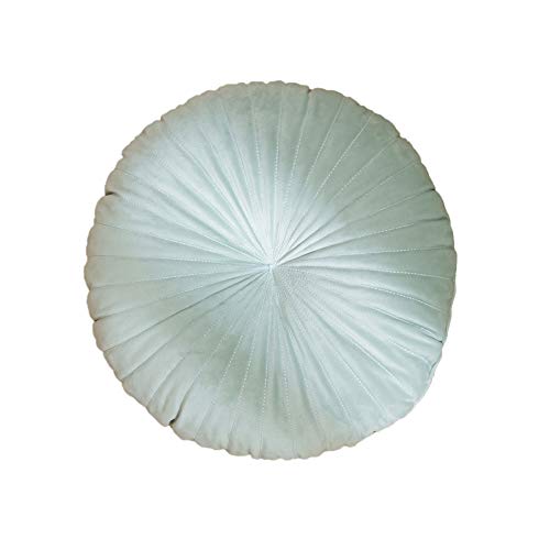 YunNasi Cojín Redondo de Terciopelo Plisad de Calabaza Sofá Hogar Decoración para Cama Silla Suelo Coche 15 * 15 * 3.9 Inch Verde