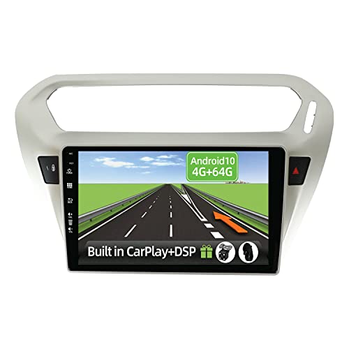 YUNTX Android 10 [4GB+64GB] Radio Coche para Peugeot 301/Citroen C-Elysee (2012-2018) - [Incorporado Carplay/Android Auto/DSP]-9 Pulgadas Pantalla Táctil-2 Din Autoradio con GPS/FM/WiFi/Mandos Volante