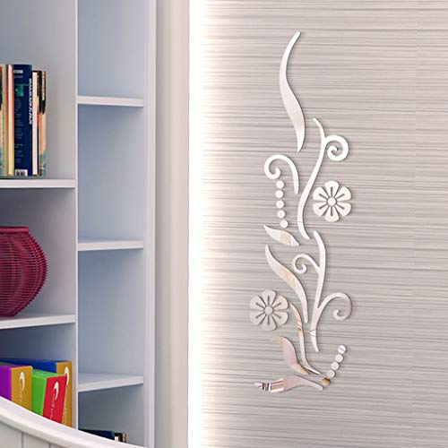 YWLINK Flor BañO AcríLico Espejo Decorativo Etiqueta Arte De La Pared Espejo Secor HabitacióN