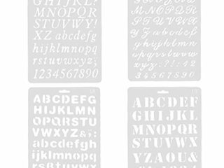 YXHZVON 4 Piezas Plantillas de Pintura Del Alfabeto, Reutilizables Plantillas de Letras y Números de Dibujo Artístico Plantillas para Proyectos de Manualidades