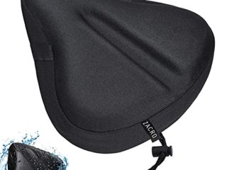 Zacro - Sillín para bicicleta suave y profesional para ciclismo, sillín para bicicleta de ciudad o de montaña, sillín estático de gel con cubierta impermeable y antipolv,Negra - 29 x 27 cm