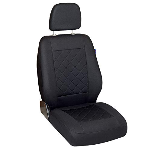 Zakschneider Fundas De Asiento para Renault Trafic - Funda Delantera Sillón del Conductor - Color Premium Cuadrados Negros