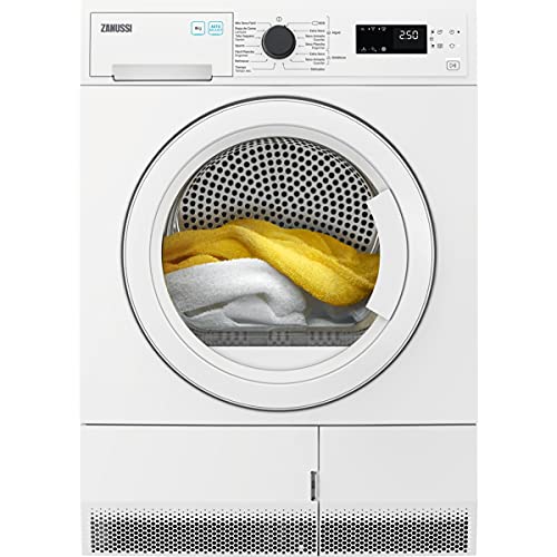 Zanussi ZDHF284W Secadora con Bomba de Calor de Libre Instalación, 8 Kg, Motor Inverter, Programa Antiarrugas, Tambor XXL, Puerta XXL, Filtro EcoFlow, Display LCD, Inicio Diferido, Blanco, A++/B