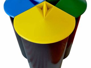 Zanvic Cubo de Reciclaje Resistente con 3 Compartimentos, Negro, Pequeño
