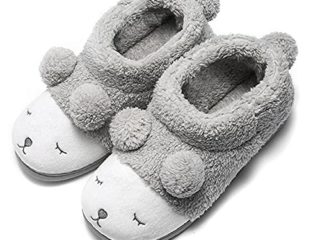 Zapatillas Botas Casa Animales de Invierno para Mujer Suaves Peluche Caliente Gris Alto 37/38