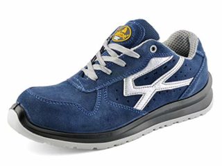 Zapatos de Seguridad para Hombres con Puntera de Fibra de Vidrio - SAFETOE 7328 Zapatillas Ultra-Ligeras Azul (Talla 45, Azul)