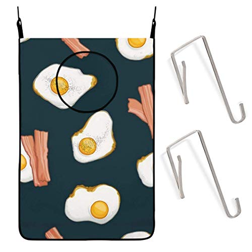 ZCHW Bolsa de cesto de lavandería para Colgar Alimentos con Tocino y Huevos con Ganchos de Acero Inoxidable Bolsa para Ropa Sucia Cesta de lavandería Contenedor de Almacenamiento