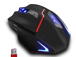 Zelotes Ratón inalámbrico Recargable, 3200 DPI,7 Botones Ratón óptico,Ratón Gaming para Gamer,PC,Mac (negro)