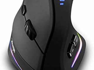 Zelotes Ratón Vertical con Barra de Control, 10000 dpi, 11 Botones Ratón Ergonómico óptico, Ratón Gaming con Cable,Prevención de Codo Enfermedad del ratón Protege Especialmente el Brazo